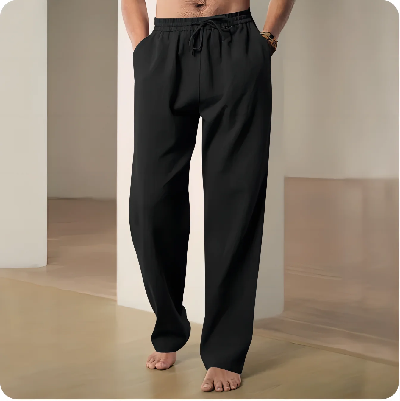 2025 New Men Spring Summer Quality Trousers Mens Cotton Hemp Breathable Comfortable Casual Home Straight Pants Linen Men'S Pants